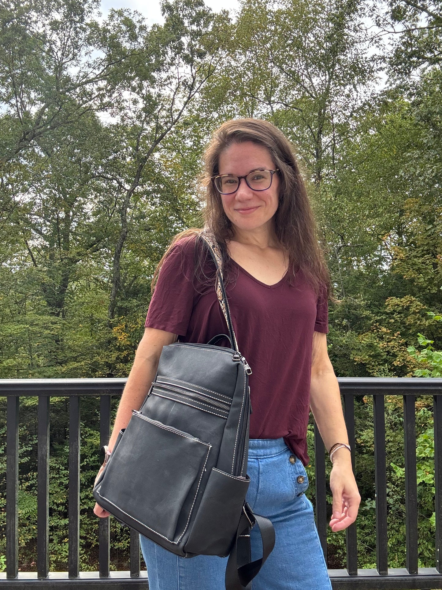 Denim Suede Brooke Backpack + Pouch