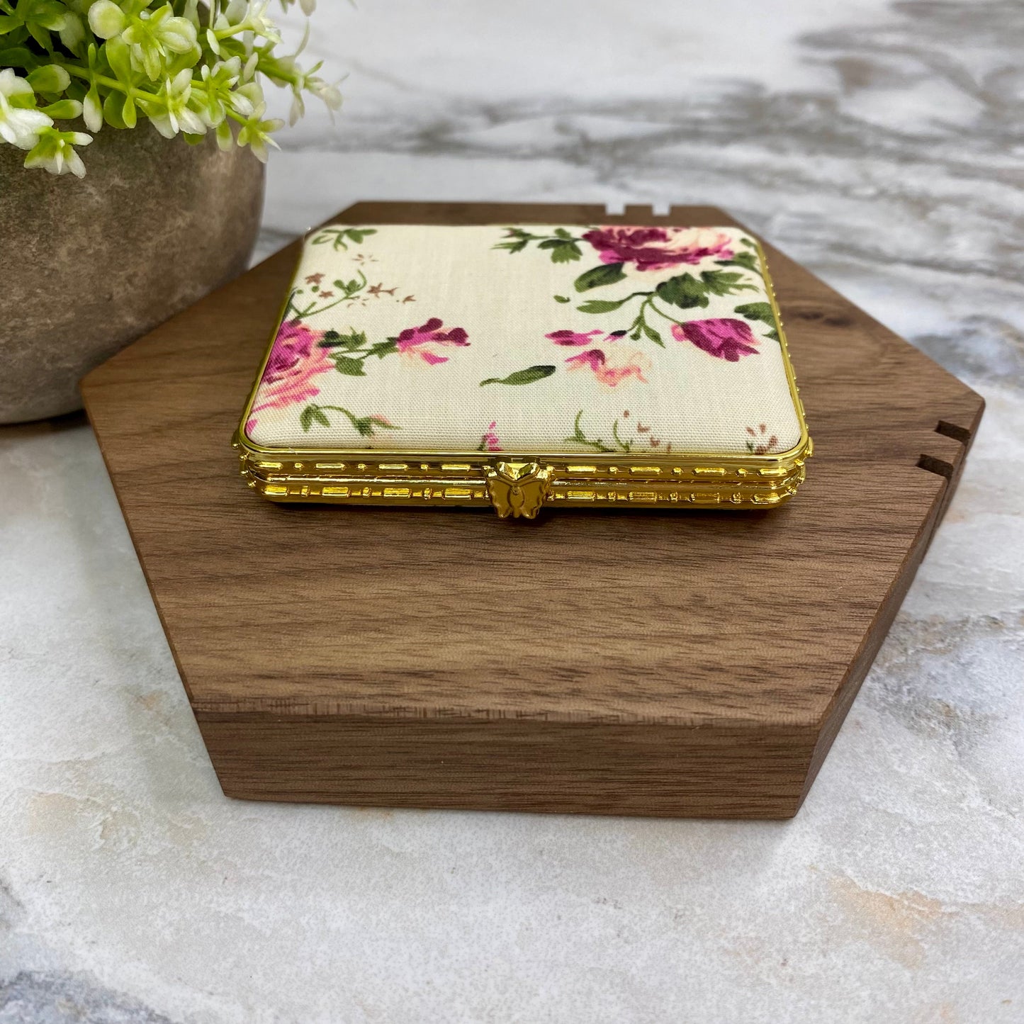 Compact Mirror - Ivory Floral