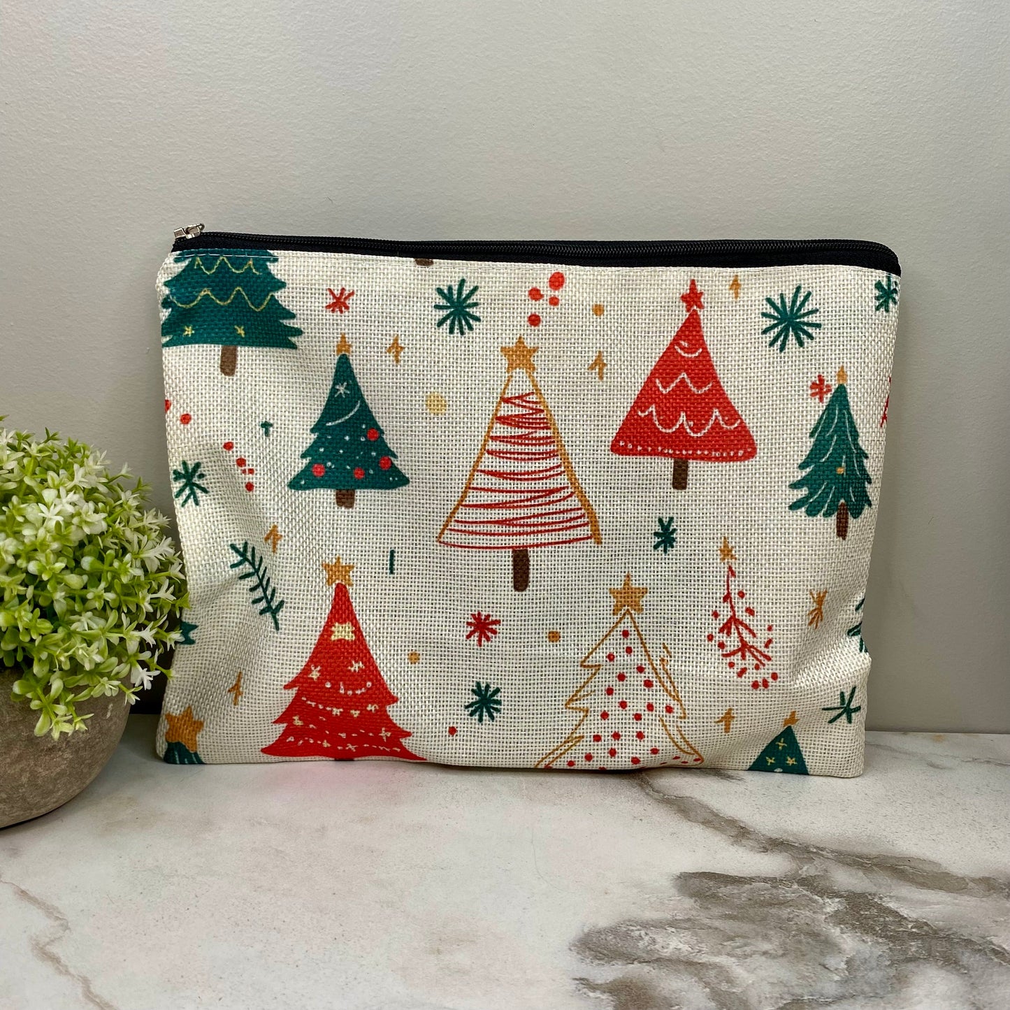 Pouch XL Canvas - Holiday Trees