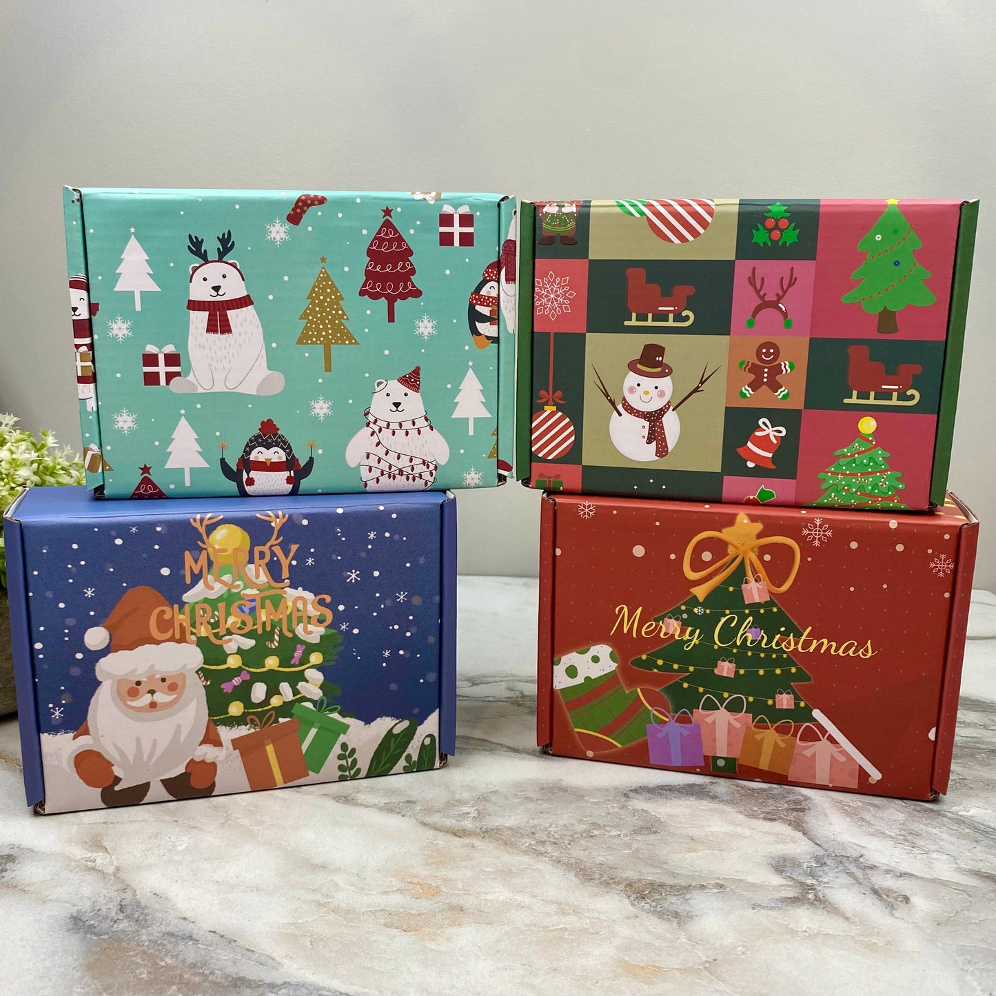 Christmas Gift Box with Crinkle Paper - Small