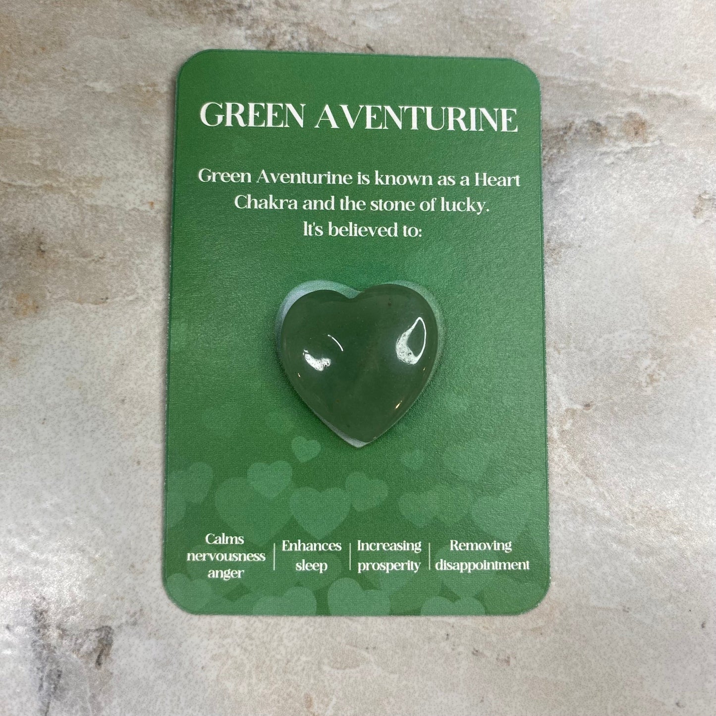 Heart Stone & Description Card - Green Aventurine