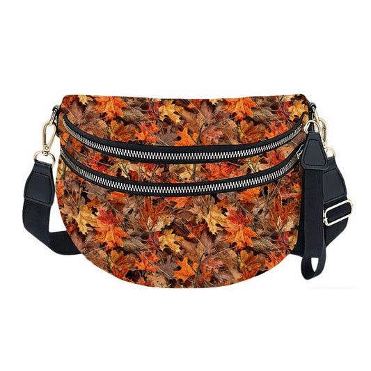 The Roni Nylon Crossbody - Camo Leaves Orange