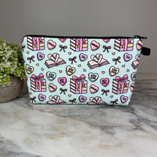 Pouch - Book Heart Romance TBR, Blue