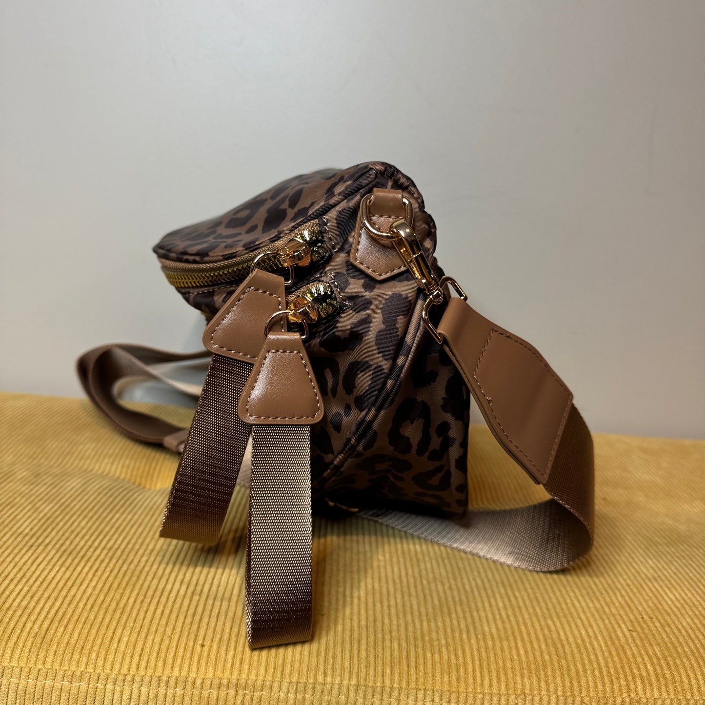 The Roni Nylon Crossbody - Animal Print Chocolate - PREORDER