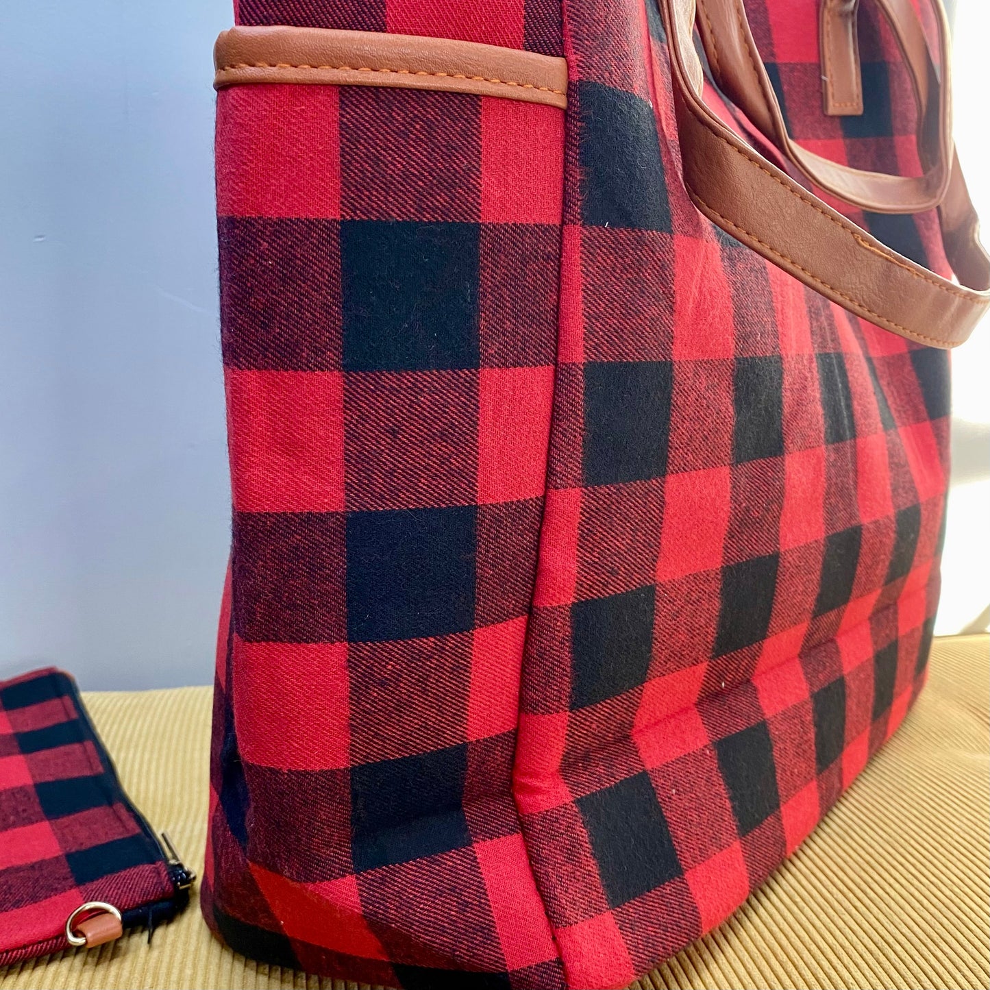 Weekender Tote & Pouch - Red Black Plaid