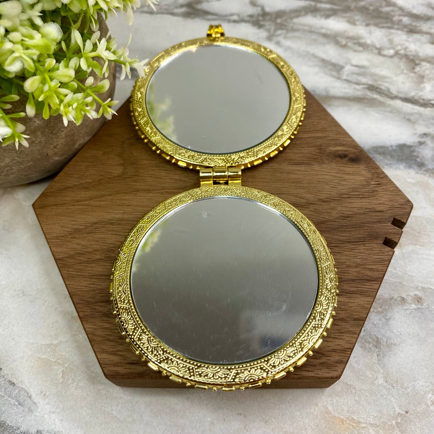 Compact Mirror - Black Floral