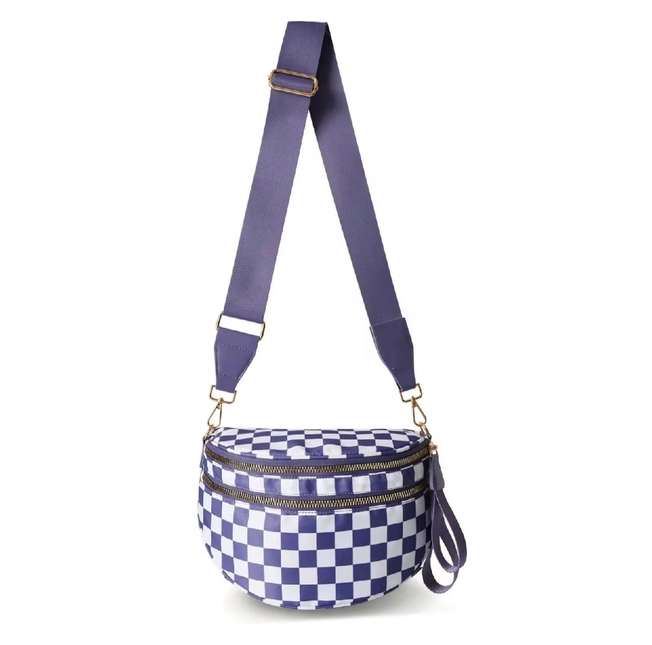 The Roni Nylon Crossbody - Checkered Cloud Purple - PREORDER