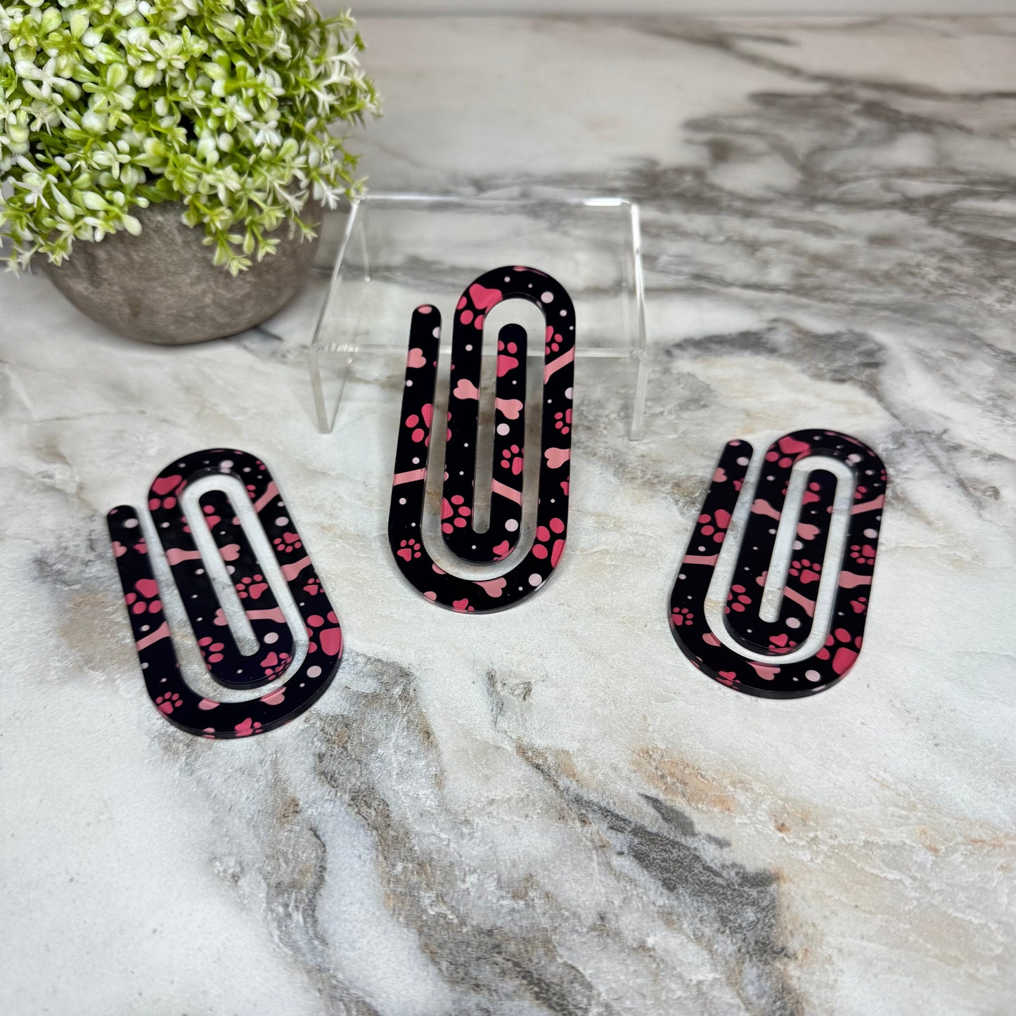 Jumbo Paperclip - Blue Pink Dog Paw Heart