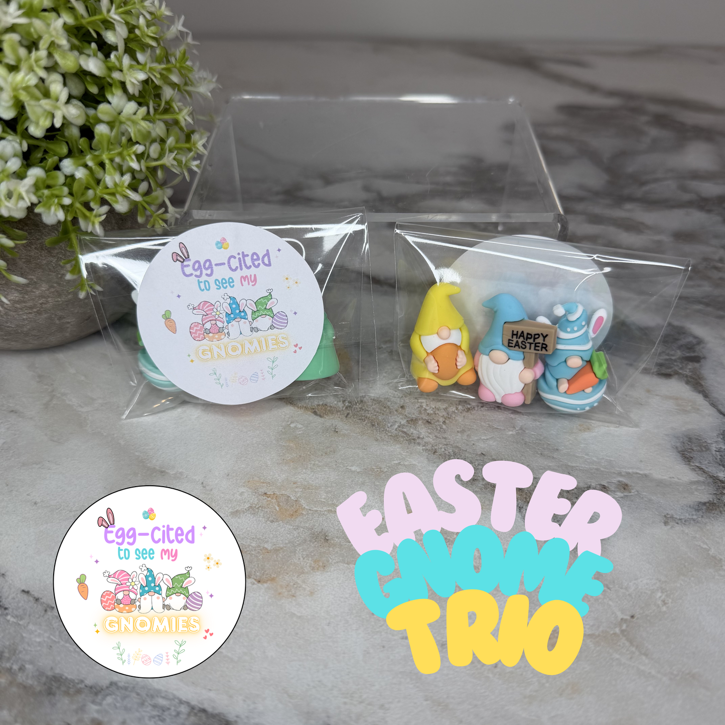 Gnome Figurines  - Easter Assortment (3 pack) - Gnomies Sticker