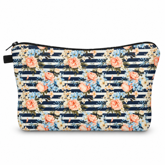 Pouch - Floral Navy Stripe