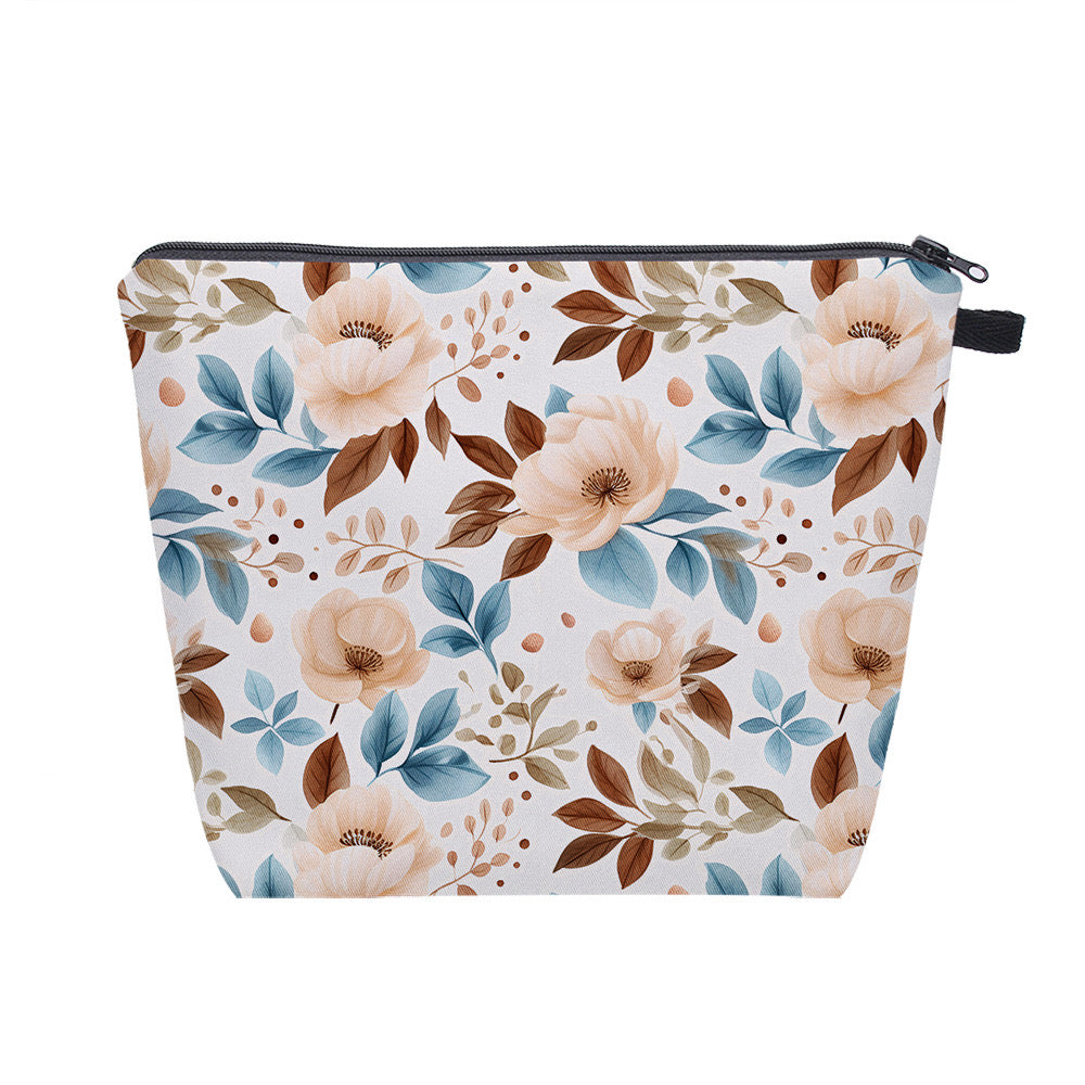 Pouch XL - Floral Peach Teal Coffee