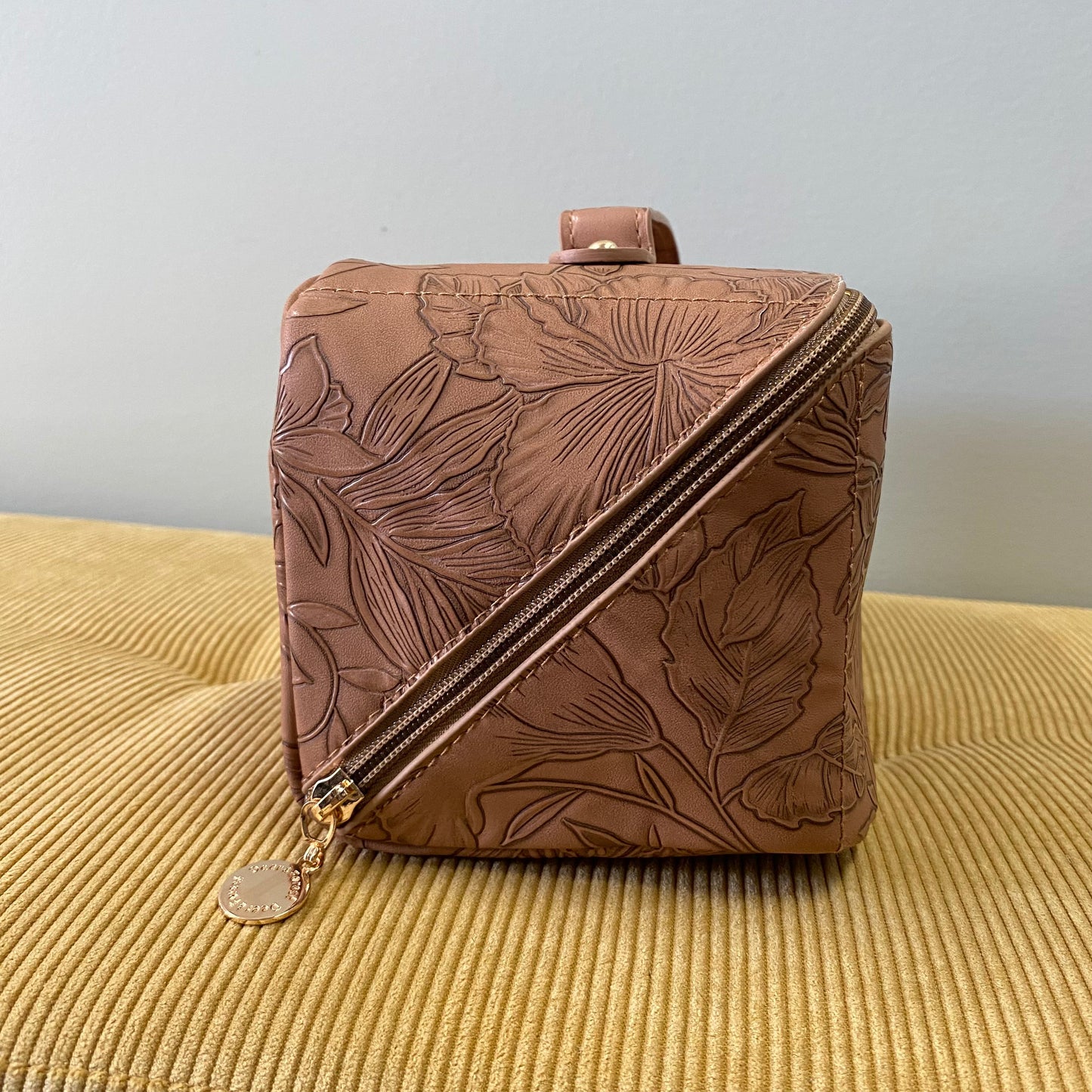 Oversized Lay Flat Cosmetic Bag - Embossed Floral